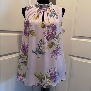 White House Black Market Floral Sleeveless Blouse